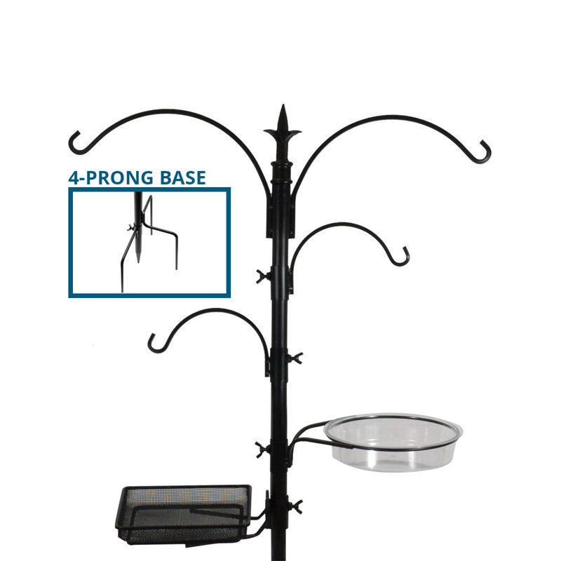 Station de ravitaillement d'oiseaux et de bain avec 4 broches