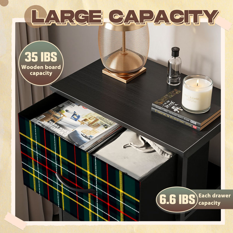 Commode pour chambre à coucher avec 4 tiroirs de rangement Tartan classique jaune, rouge, vert, bleu foncé Commode commode en acier avec cadre en placard pour chambre d'enfant