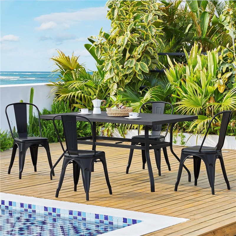 Clogh Counter Stool with Metal Frame, Black