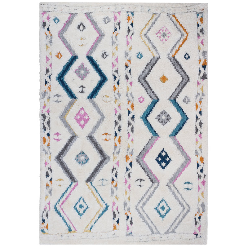 Tapis ivoire à chevrons Barden, Rectangle 2 pi 7 po x 4 pi 11 po