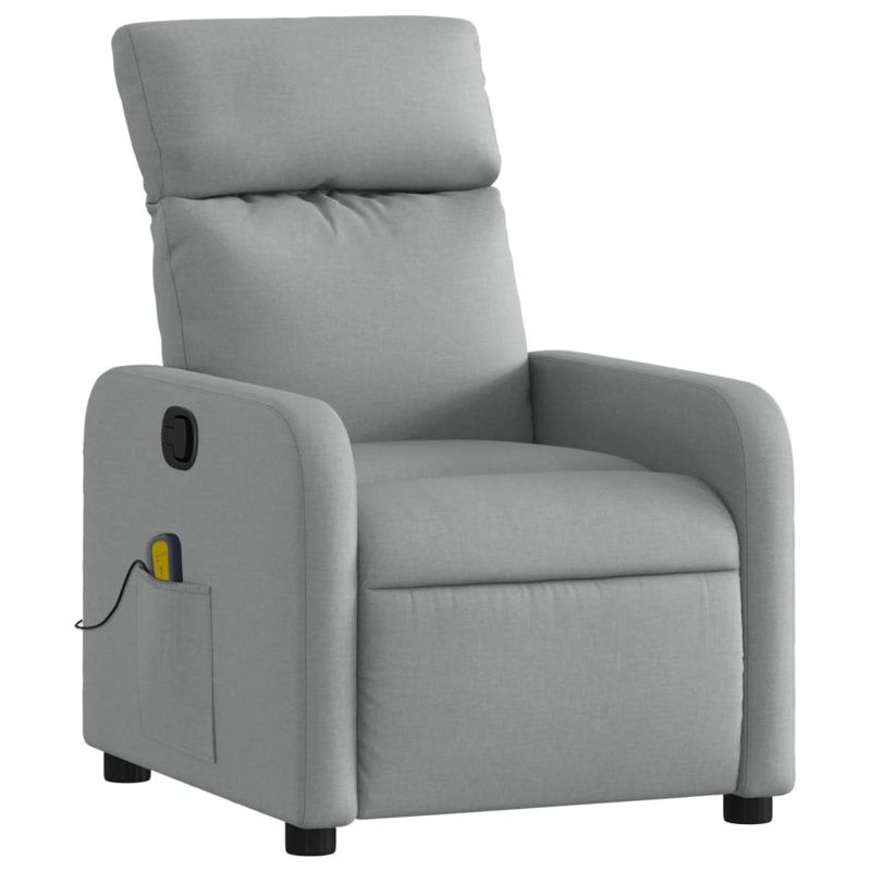  Fauteuil inclinable de massage en tissu gris clair, Gris clair