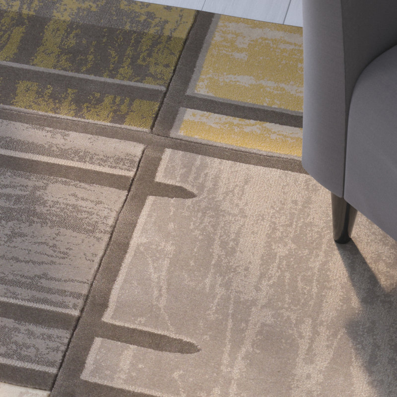 Tapis gris zone géométrique Dov, 7 pi 10 po x 10 pi 6 po