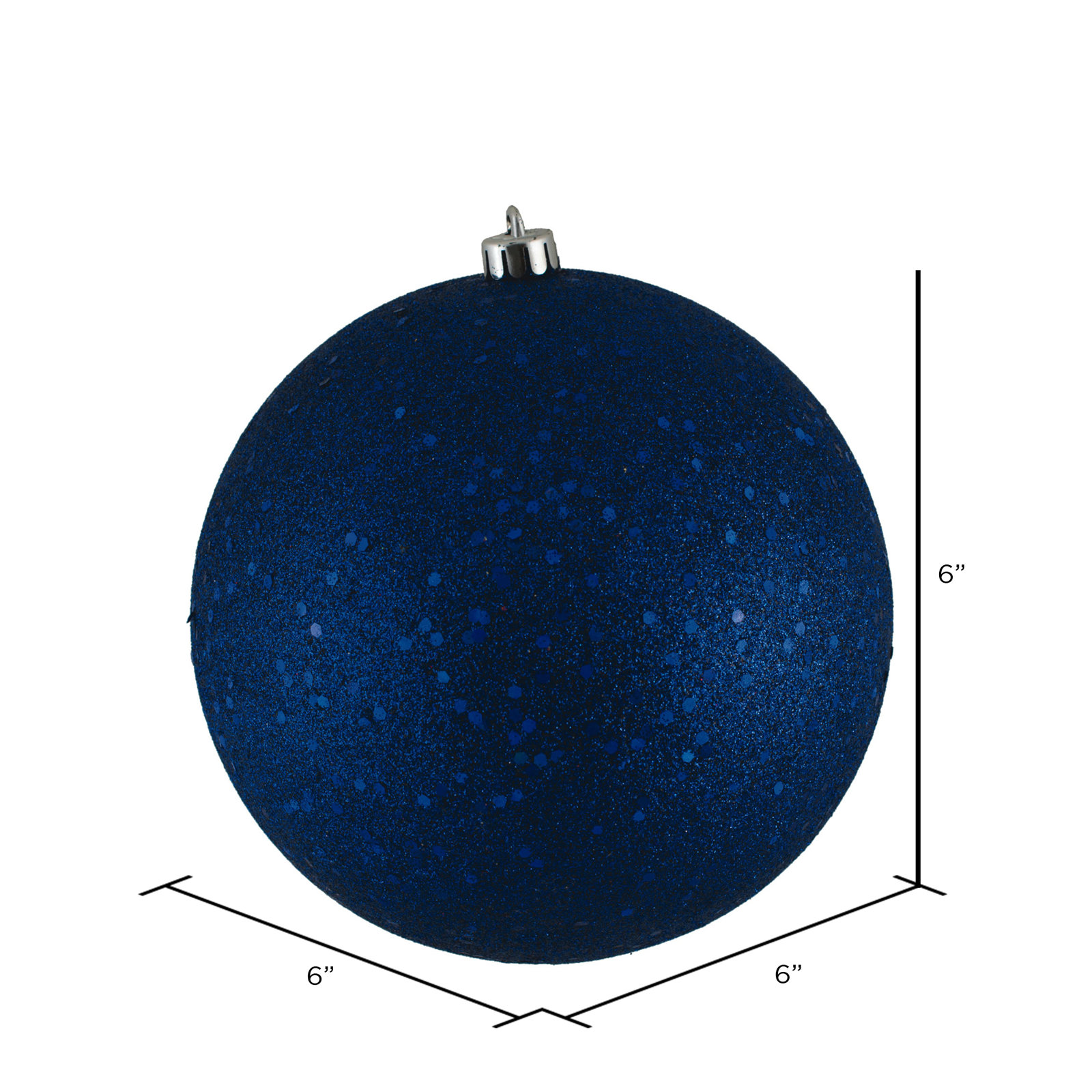 Christmas Ball Ornament, 6" H x 6" W x 6" D, Sequin Sea Blue