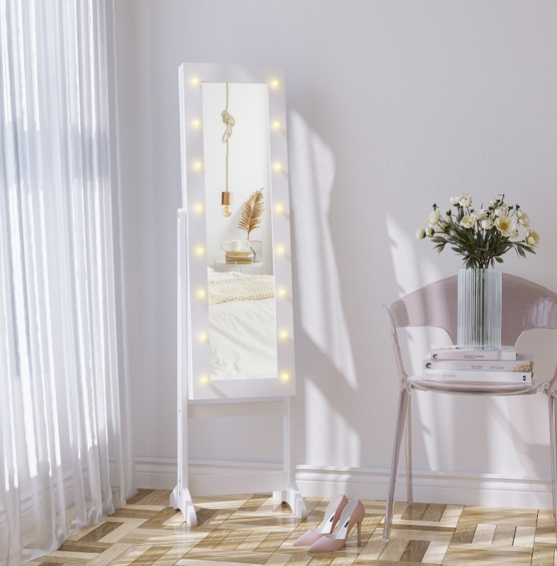 Freestanding Jewelry Armoire, White