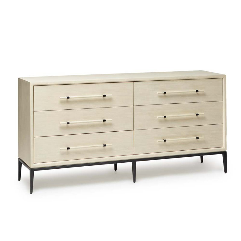 Commode 6 tiroirs Burton, Parchemin / noir mat