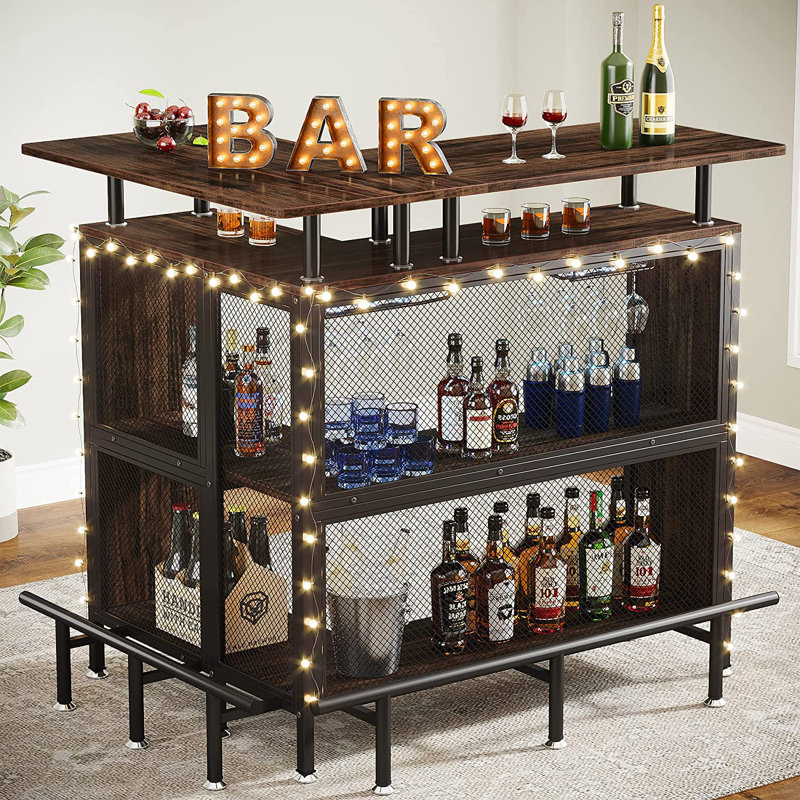 Bhima Bar Unit with Storage, Brown