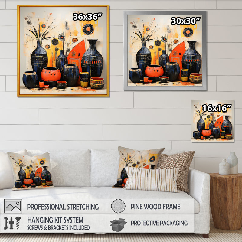 Art mural jaune bohème floral jaune élégance II, H 16 po x l 16 po x P 1 po, Cadre flottant brun