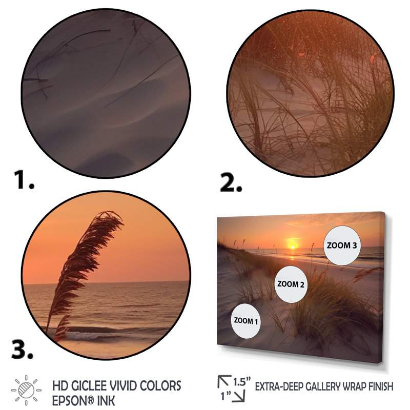 «Alabama Golden Hour At Gulf Shores IV», reproduction sur toile, Cadre photo argenté, H 16 po x l 32 po x P 1 po