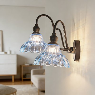 Applique murale rétro avec abat-jour en verre, luminaire de meuble-lavabo moderne en laiton 3 lumières pour salle de bain, chambre à coucher, couloir et entrée