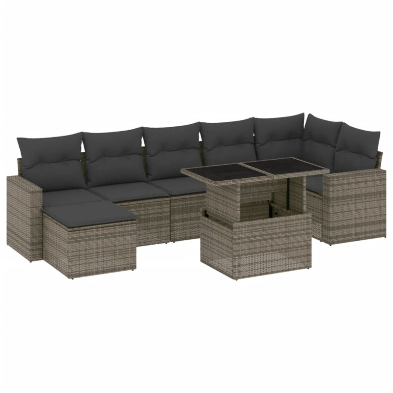 Ensemble de canapé de jardin modulaire en rotin PE gris 8 pièces Vidaxl