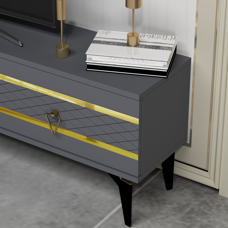 Catena TV Stand, Grey/Gold
