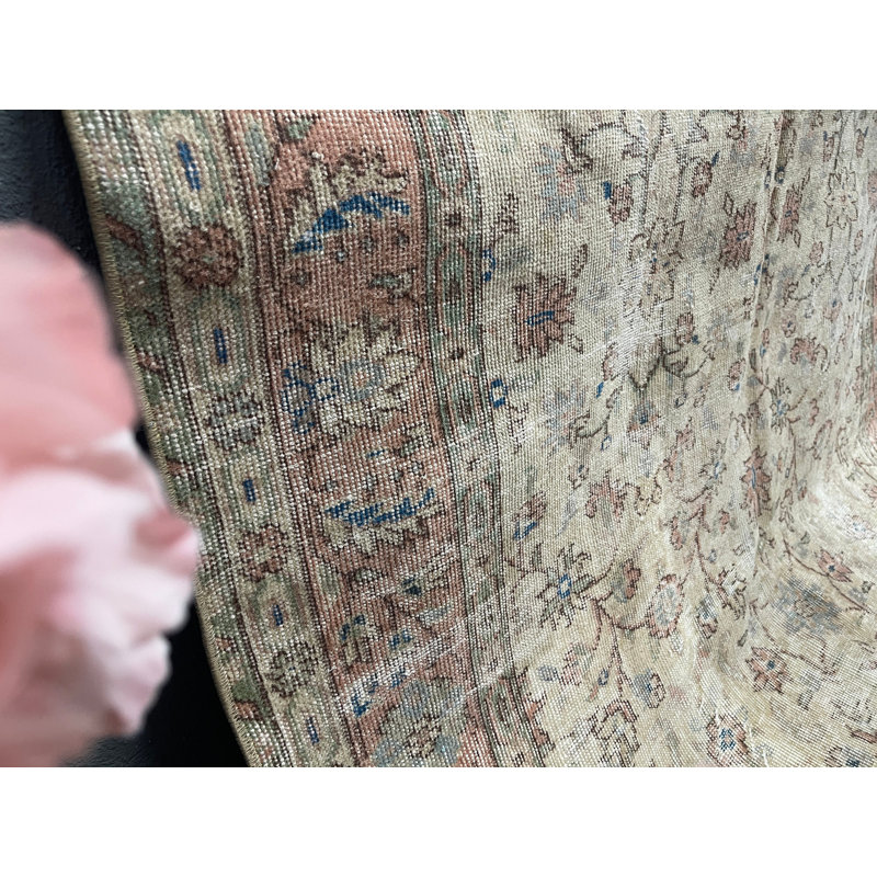 Classic Beige Wool Patchwork Rug, 62.6x101.6 Inch Large Rug