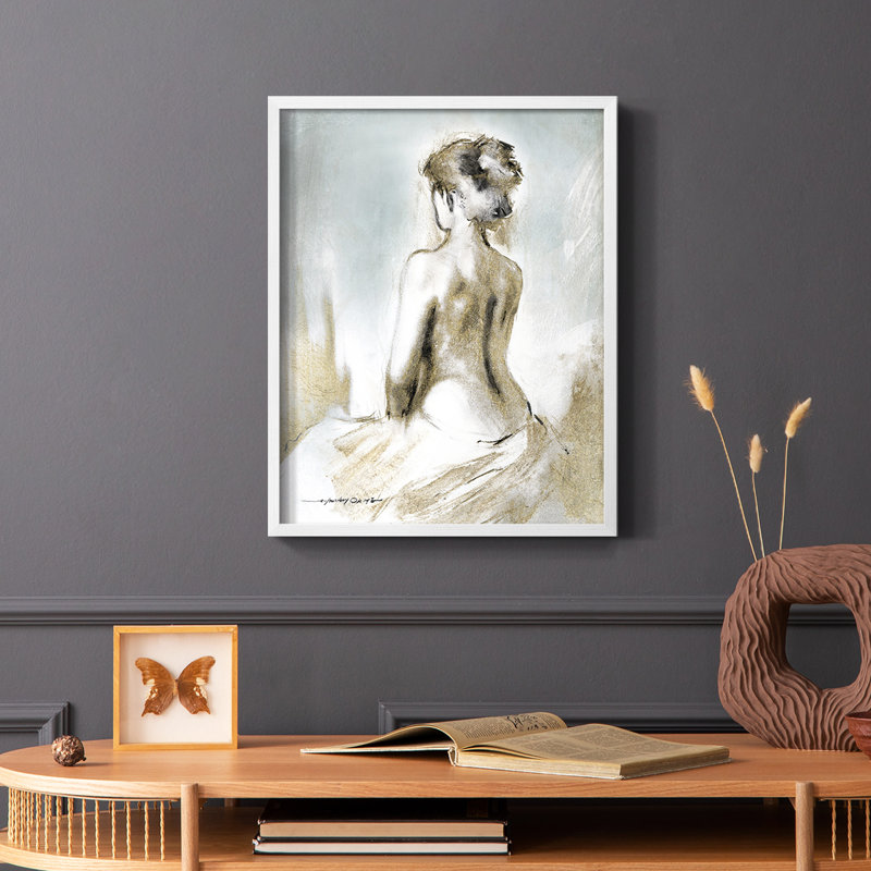 Figurine en lumière dorée II, reproduction encadrée - bois massif, H 10 po x l 8 po, Blanc