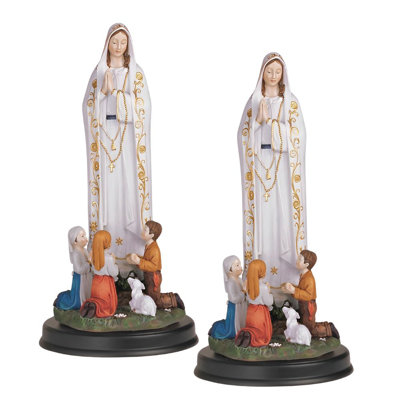 "2-PC Set" ICE ARMOR 12"H Our Lady of Fatima Statue Our Lady of The Holy Rosary of Fatima Holy Figurine  Figurine Statue Ornament Home/Room Decor and Perfect Gift Ideas for House Warming, Holidays and Birthdays Great Collectible Addition