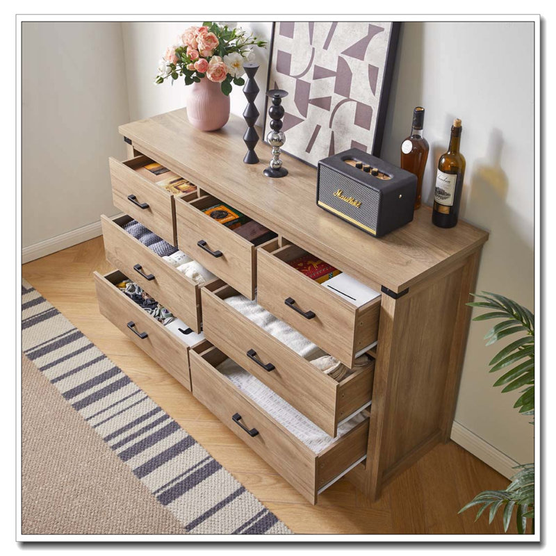 31.4" Tall Dressers & Chest of Drawers, Oak-5 Drawers