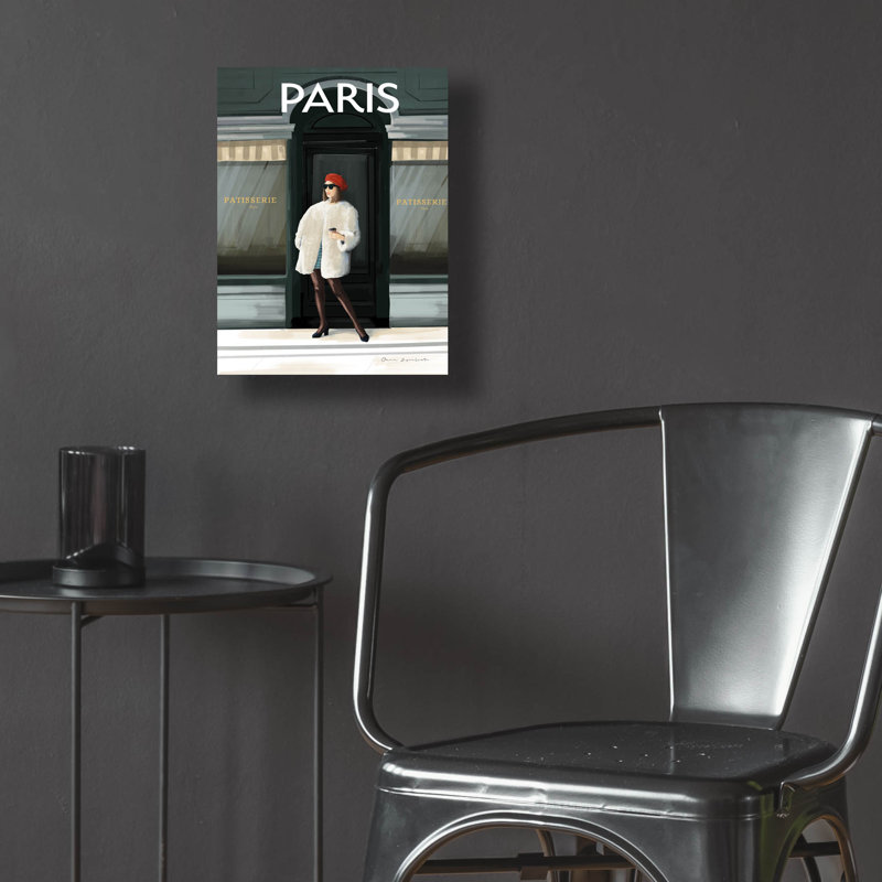 Art mural en verre Girl in Paris 2 'par Omar Escalante, H 16 po x l 12 po x P 0,13 po