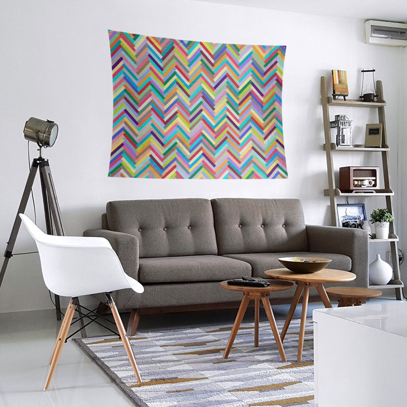 Tapisserie murale chevrons, Arc-en-ciel, H 88 po x l 104 po