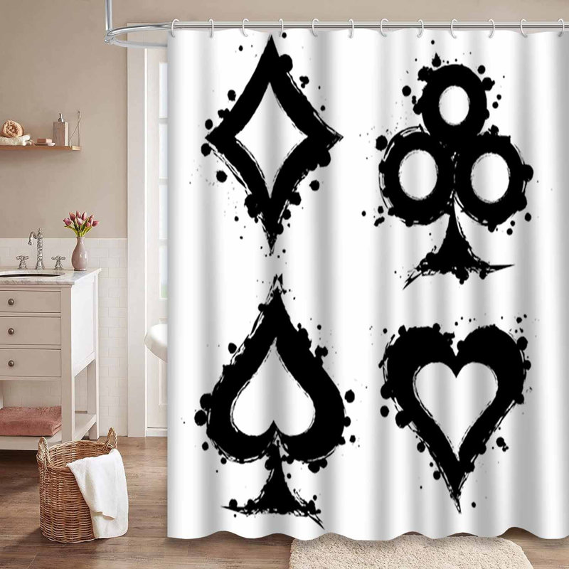 Rideau de douche noir avec 12 crochets, L 72 po x l 84 po