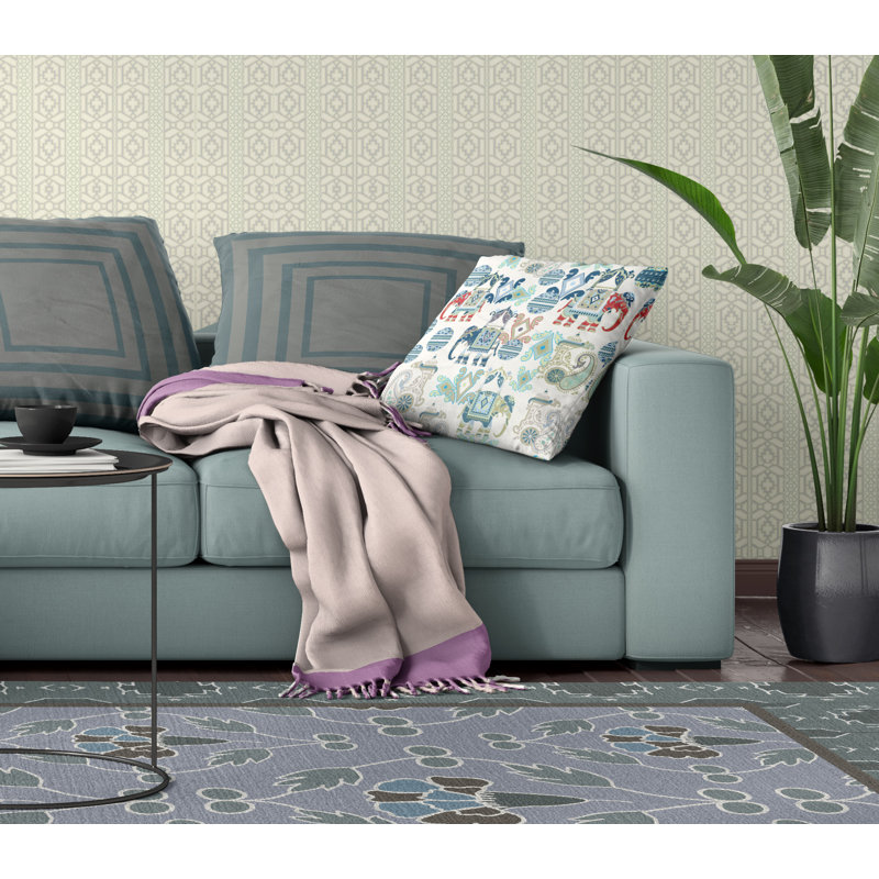  Housse de coussin carré et insert, H 18 po x l 18 po, Fermeture éclair, Bleu / blanc