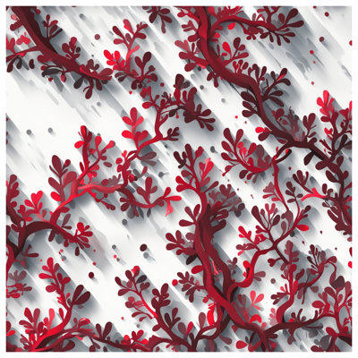 Tapisserie murale motif branches rouges