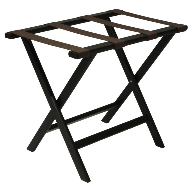 Porte-bagages pliable en bois, Brun, Noir