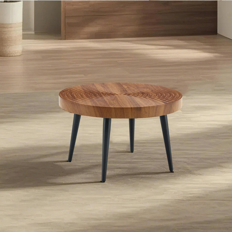 Modern Round Coffee Table, Natural Wood