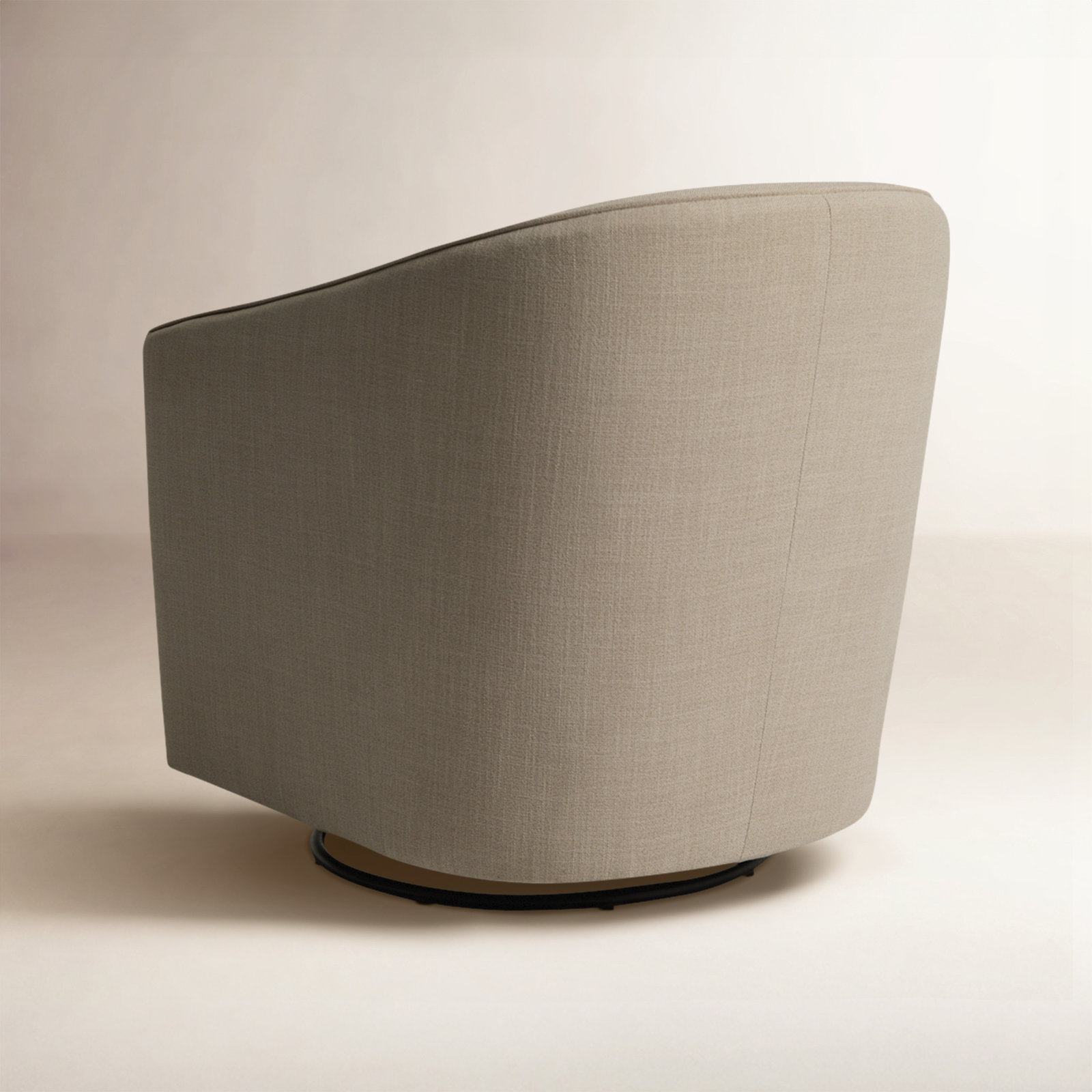 Caines Linen Swivel Barrel Chair, Effie Linen Performance Linen