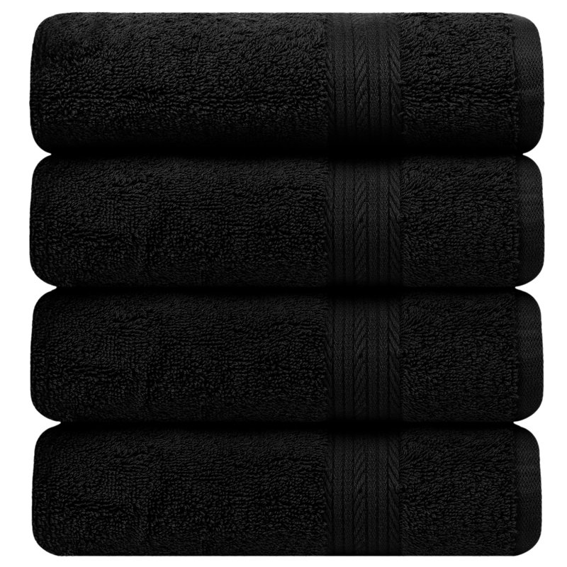 Ensemble de serviettes 100% coton super doux et absorbant Como, Noir, Serviettes de bain - paquet de 4