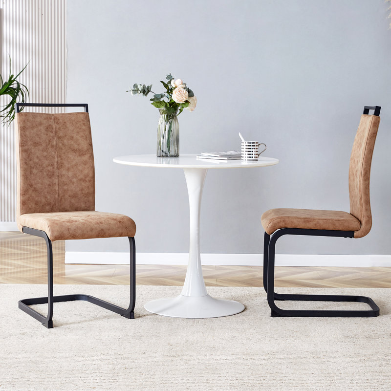 Chaise de salle à manger, chaise d'appoint rembourrée à dossier haut en tissu Tech