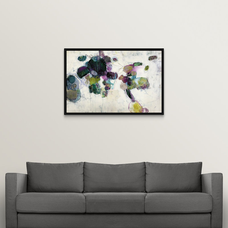 « gobble de gook », peinture sur toile, H 33,7 po x l 49,7 po x P 1,75 po, Cadre flottant noir