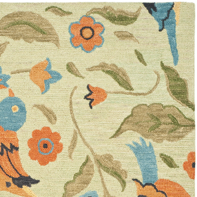 Alston Hand Hooked Wool Floral Rug, Square 8'