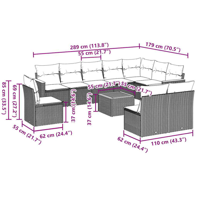 Ensemble de canapé de jardin Vidaxl