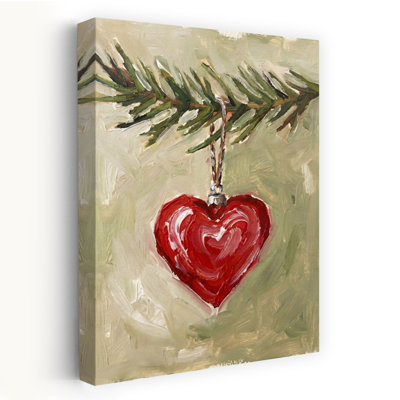 Red Heart Ornament Modern Abstract Contemporary Christmas Tree Pine Winter Wall Art Print
