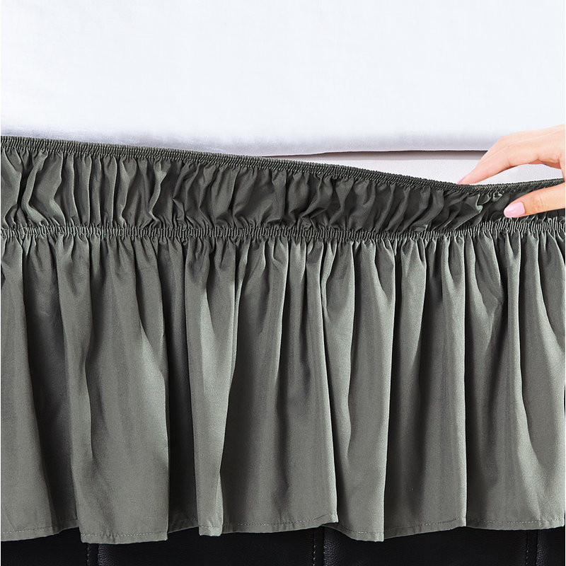  Jupe de lit à volants élastique Easy Wrap, Grand / Très grand, Argent