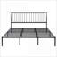 Base de lit plateforme en métal Eastern King - aucun sommier nécessaire, tête de lit à angle noir pour la chambre à coucher