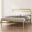 Structure de lit plateforme en métal et acier pour grand lit avec tête de lit douce - beige et doré