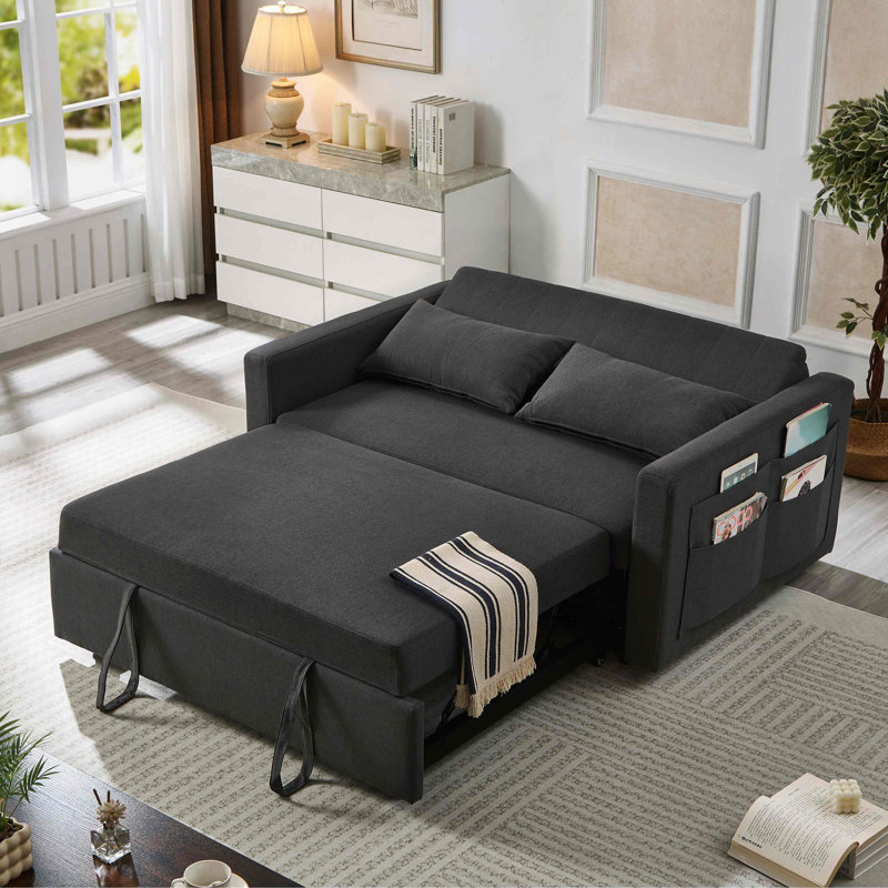 2 Seater Linen Sleeper, Black