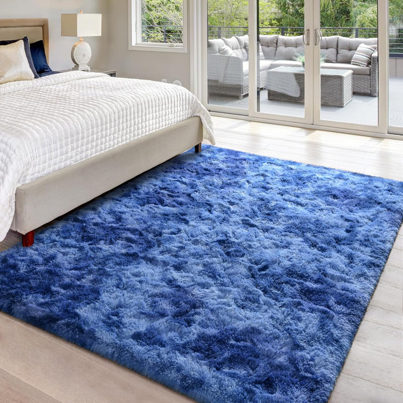 Antonije Tie Dye Shag Area Rug, Rectangle 4' x 6', Blue