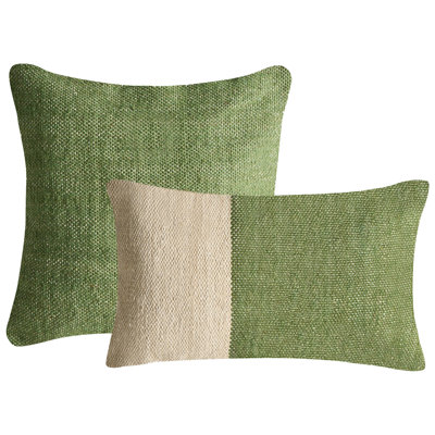 Beige: Green Throw Cushion