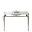 Meuble-lavabo de salle de bain 122 cm (48 po), lavabo en céramique blanche, 3 trous pré-percés pour robinetterie, support en acier inoxydable avec porte-serviettes, couleur haute performance, guide d'installation inclus, console de lavabo, pieds rectangulaires
