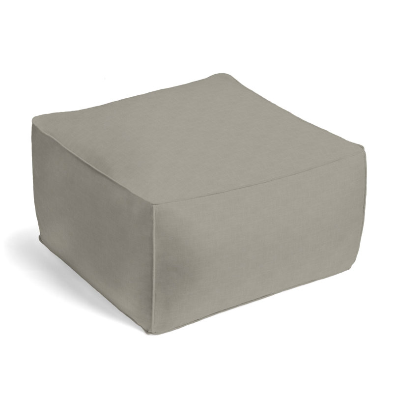 Square Pouf, Stone Linen Blend/Rayon/Viscose