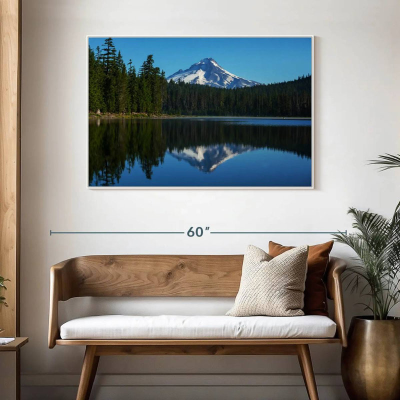 Mount Hood Reflection, Floating Frame White, 25" X 17"
