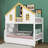 Full Size Wooden House Roof Bunk Bed With Window Door And Roof, Playhouse Bunk Bed With Drawers And Staircase-963123314