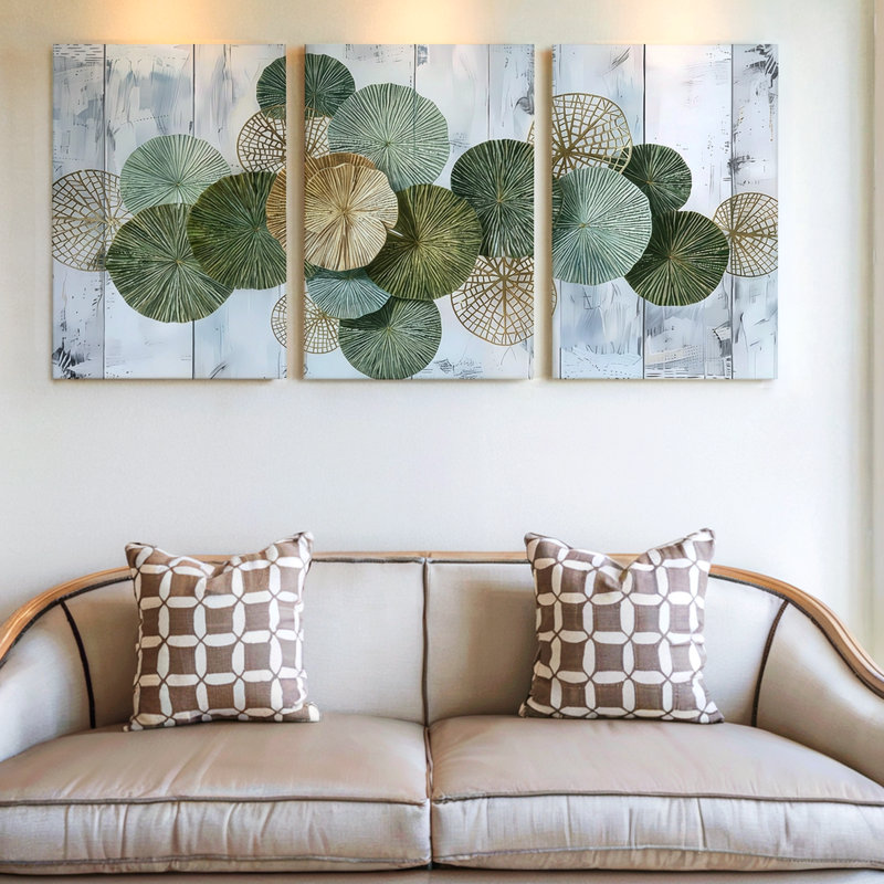 3 Pieces Modern Abstract Circle Large Wall Art for Home Decor, Three Pieces Wall Art for Living Room, Bedroom, Office, and Home Decor, Ready to Hang