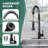 Pre-Rinse Spring Kitchen Faucet with Sprayer, Dual Spray Mode Commercial Kitchen Sink Faucets, Single Handle 304 Stainless Steel, Includes Deck Plate, Fits 1-Hole or 3-Hole Sinks, Black-122877578