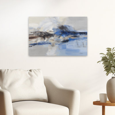 Sapphire Wave Contemporary Abstract Black Blue Grey