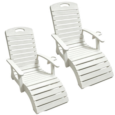Fauteuil lounge d'extérieur en PEHD 2 pièces avec accoudoirs, support pour téléphone et porte-gobelet
