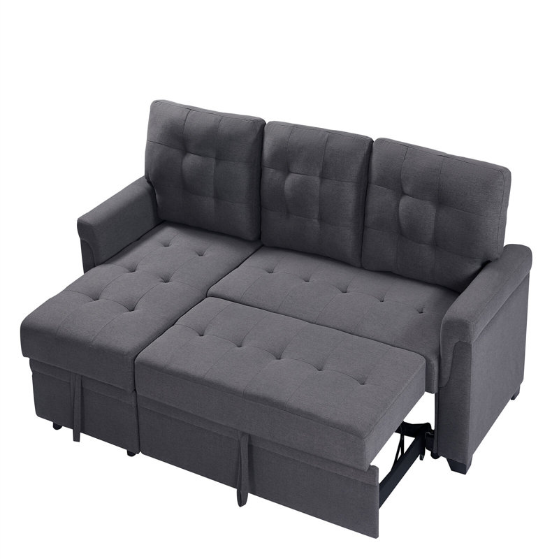Wilcoxen 3 Seater Foam Sofa Bed, 100% Linen, Grey