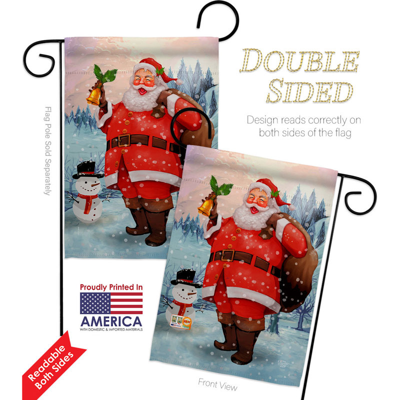 Drapeau de jardin joyeux père Noël en polyester 18,5 x 13 po