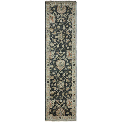Amaris Charcoal Ivory Hand-Knotted Wool Area Rug